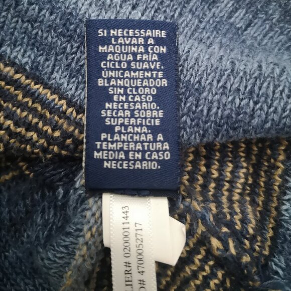 Chaps Denim Ladies Size Large Blue & Tan Linen Blend 3/4 Sleeves Sweater - Picture 5 of 9